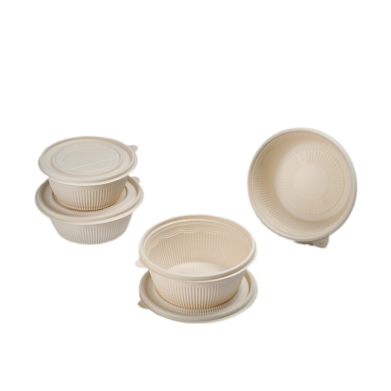 Biodegradable round bowl with lid